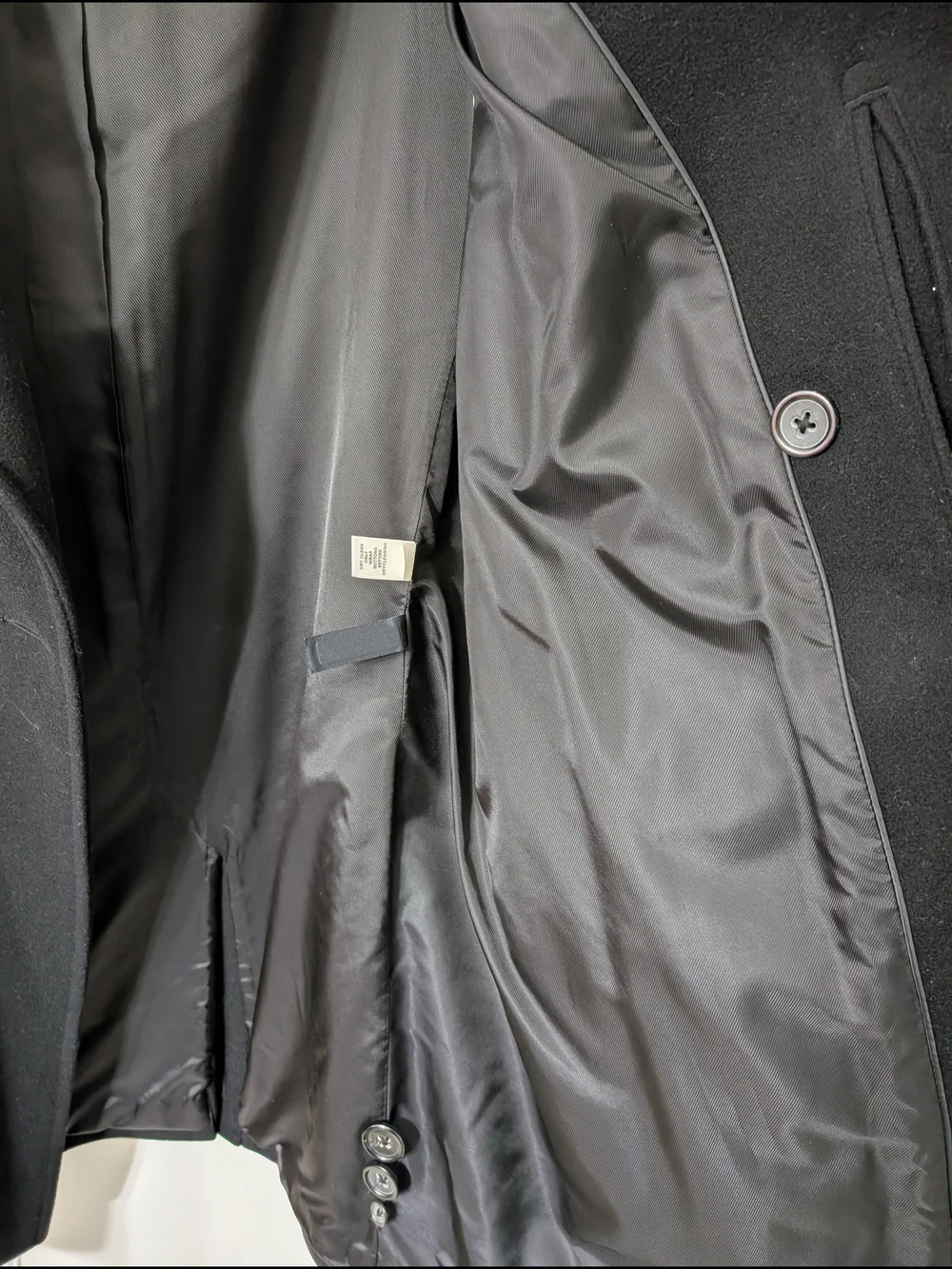 BR Classic Wool/Cashmere Men's Double Breasted Black Peacoat L